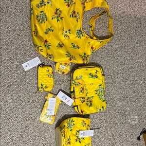 Yellow Floral Tote and Accessories Set